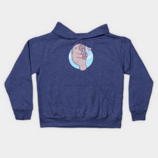 Cute Manatee Loves Drinking Boba Tea Kids Hoodie